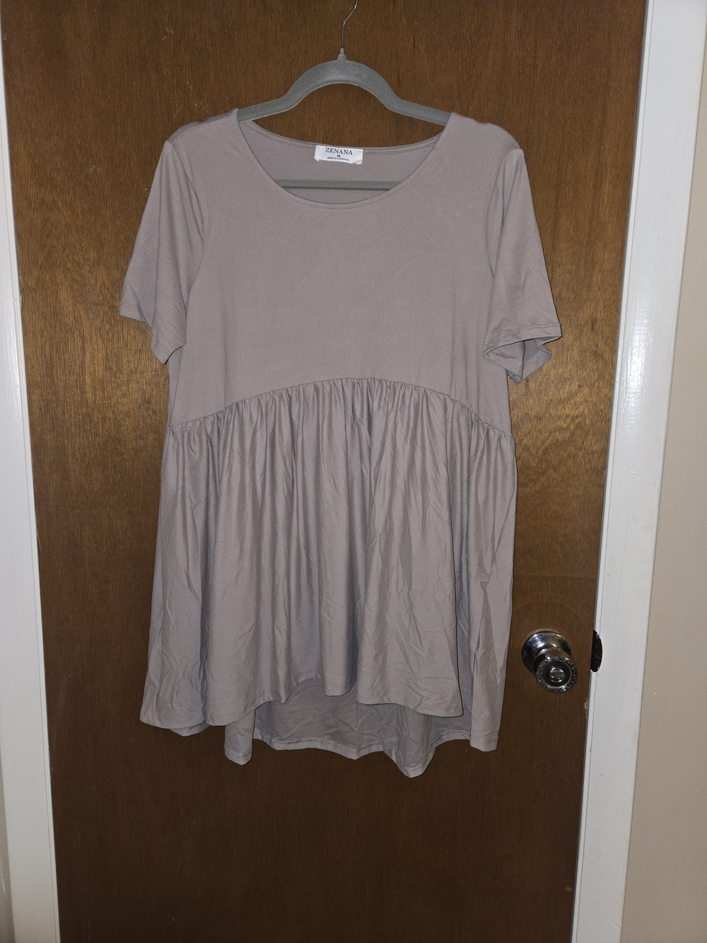 Taupe Short Sleeve Babydoll Top